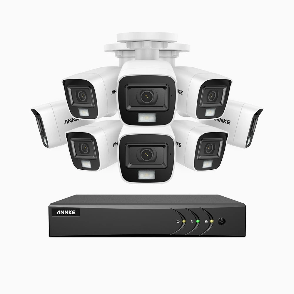 ADLK500 - 3K 8 Channel 8 Dual Light Cameras Wired Security System, Colour & IR Night Vision, 3072*1728 Resolution, f/1.2 Super Aperture, 4-in-1 Output Signal, Built-in Microphone, IP67